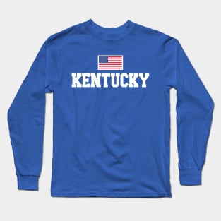 Kentucky & USA American Flag Long Sleeve T-Shirt